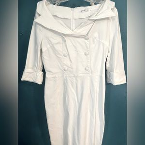 MUXXN Retro inspired dress. White. Size large.